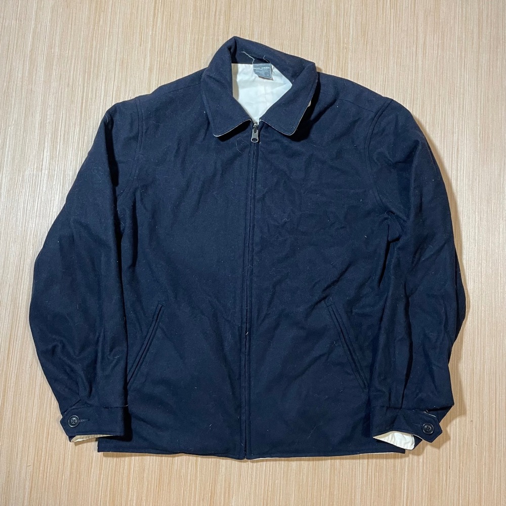 Banana Republic Reversible Jacket Mens XS Navy Wool Blend Harrington Zip Coat